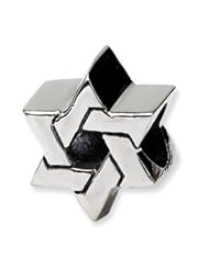 Sterling Silver Reflection Beads Collection Star of David Bead Charm 4mm Hole (fits 3mm European Style Charm Bracelets)