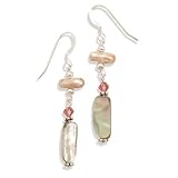 Paua Shell, Cultured Freshwater Pearl and Crystal French Wire Earrings