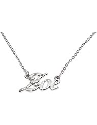 Name Necklaces Zoe - Personalized Necklace White Gold Plated 18K, Belcher Chain, 2mm Thick