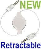 Retractable 3.5mm Aux Auxiliary Cord for iPod, Mp3 Players, Cell Phones, PDA's or any device with a standard 3.5 mm headphone jack ~ White ~