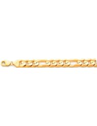 14k Italy Yellow Gold Thick 13.8mm Figaro 3 + 1 Link Chain Bracelet 9" Inches
