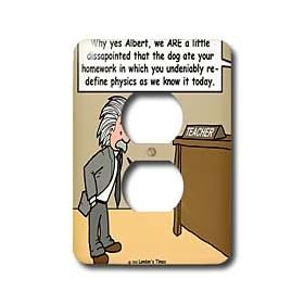Rich Diesslins Famous People Places Books Cartoons - Young Einstein School Problem - Light Switch Covers - 2 plug outlet cover