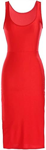 Tp Sky Women's Summer Casual Beach Tank Dress Below the Knee (S, Red)