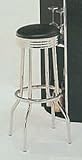 Padded Soda Fountain Bar Stool in Chrome (Pair)