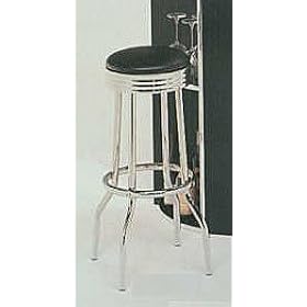 Click here to buy Two Black Chrome 24 Retro Swivel Bar Stools by The Furniture Cove.