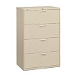 4-Drawer Lateral Filing Cabinet, 36"x19-1/4"x53-1/4", Putty