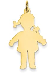 14k Plain Polished Large Girl Charm Cyber Monday Special