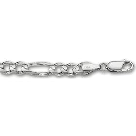 Chain 14K Gold white Figaro Link Bracelet or Necklace 7.0mm wide