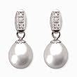 Natural White 7.5-8mm Dewdrop 14k Gold Diamond Cultured Pearl Drop Earrings (White Gold) - Dahlia Classic Collection