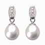 Natural White 7.5-8mm Dewdrop 14k Gold Diamond Cultured Pearl Drop Earrings (White Gold) - Dahlia Classic Collection