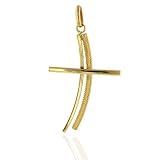 14K Yellow Gold Fancy Curved Cross Pendant