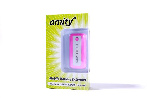 Amity Battery Extender (5600mAh) (AMBE-5600PK: Pink) - Portable External Battery with LED Flashlight. Works with iPhone 4 / 4S / 3GS, iPod Touch / iPad, iPad 2 / New iPad/ HTC One S, X, Sensation, Thunderbolt, Rezound, Evo / Motorola Atrix 1 & 2/ Nokia N9