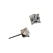 14K Earring 5MM Square Cubic Zirconia White Gold Stud