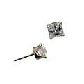 14K Earring 5MM Square Cubic Zirconia White Gold Stud