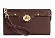 Authentic Coach Penelope Leather Zippy Clutch Wristlet Wallet 45647 Mahogany Brown