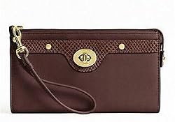 Authentic Coach Penelope Leather Zippy Clutch Wristlet Wallet 45647 Mahogany Brown