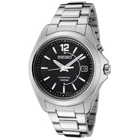 Seiko #SKA477 Men's Stainless Steel Kinetic Analog Quartz Watch