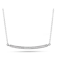 Sterling Silver CZ Bar Necklace
