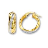 14k Two-Tone Medium Hoop Earrings