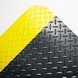 CROWN MATS & MATTING Industrial Deck Plate Antifatigue Mat, Vinyl, 36 x 144, Black/YW Border