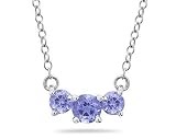 1.00 CTW Tanzanite Three Stone Pendant Necklace 14K White Gold
