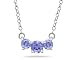 1.00 CTW Tanzanite Three Stone Pendant Necklace 14K White Gold