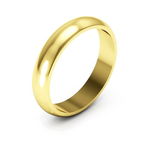 14K Yellow Gold men's and women's plain wedding bands 4mm light half round