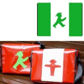 Umh&auml;ngetasche GEP&Auml;CKTR&Auml;GER gr&uuml;n weiss gr&uuml;n / Geher Ampelmann