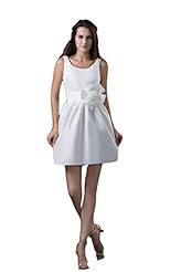 A-line Strapless Satin Scoop Neck Short Lace-Up Belted  Dress