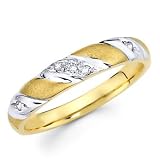 14K Yellow and White 2 Two Tone Gold Womens Round-cut Diamond Wedding Ring Band (0.05 CTW., G-H Color, SI1-2 Clarity)