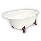 American Bath Factory B4-72-BB-LH-NH-M2-15-OC Caspian Whirlpool Clawfoot Bathtub in Bisque, Ball and