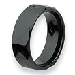 Faceted Polished Black Ceramic Ring (8.0 mm) - Sizes 6-13