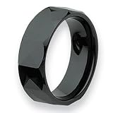 Faceted Polished Black Ceramic Ring (8.0 mm) - Sizes 6-13