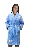 IMAGE OF Clouds Appliqued Plush Microterry Girl's Bathrobe, 100% Polyester, Lt. Blue, M (8-10)