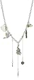 Ed Hardy "Triple Rose Charm" Base Metal Drop Necklace with logo 25.5 inches