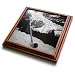 Vintage Swiss Man Blowing a Giant Alpine Horn Black and White 2 - 8x8 Trivet With 6x6 Ceramic Tile