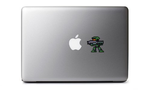 Retro 8-Bit Green Master Chief (Gun) Decal from Halo for MacBook, iPad Mini, iPhone 5S, Samsung Galaxy S3 S4, Nexus, HTC One, Nokia Lumia, Sony, Blackberry