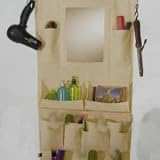 Natural Canvas Over the Door Organizer with Mirror by Richards Homewares
