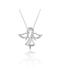 Valentines Day Gifts Bling Jewelry 925 Sterling CZ Guardian Angel Necklace 16in