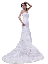 Ruched Lace-Up Mermaid Satin Wedding Dress 