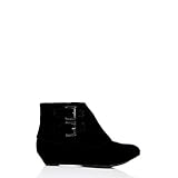 Buckled Velvet Booties in Black, 7