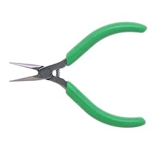 Xcelite L4G Sub-Miniature Needle Nose Plier with Green Cushion Grip Handle, Smooth Jaw, 4" Length, 13/16" Jaw Length