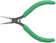 Xcelite L4G Sub-Miniature Needle Nose Plier with Green Cushion Grip Handle, Smooth Jaw, 4" Length, 13/16" Jaw Length
