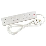 UK Mains 4 Way Surge Protector, 2m