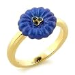 White Metal Gold Plated Ring - Flower- Size: 6-8