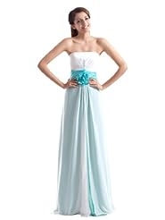 Strapless Sheath Chiffon Two-Toned Floral Print Bridesmaid Dress 