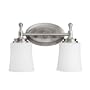 Kichler Lighting 5360NI Wharton 2-Light Wall Mount Bath Fixture, Brushed Nickel with Satin-Etched Cased Opal Glass