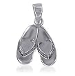 Stylish Sterling Silver Flip Flop Pair 25 MM X 19 MM Pendant Charm