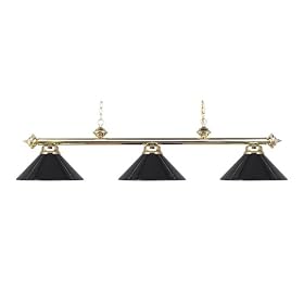 Landmark 167-PB-BK Casual Traditions 3-Light Billiard Light, 13-Inch, Polished Brass with Black Metal Shades