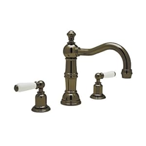 Rohl U.3720L-EB-2 Perrin and Rowe Edwardian Traditional Country Spout Widespread Lavatory Faucet in English Bronze